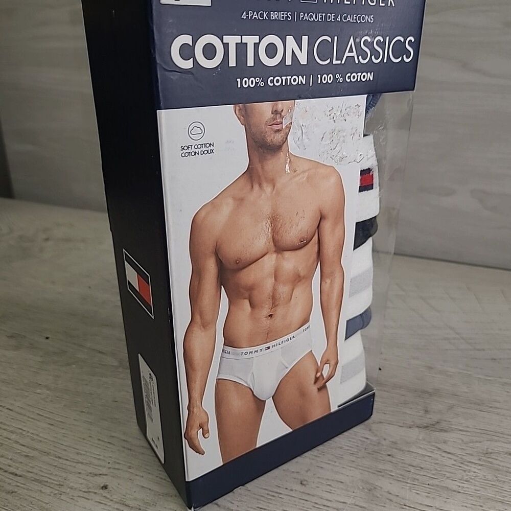 Tommy Hilfiger 100% Cotton Classics Briefs 4-Pack Mens Medium Black & Blue NEW